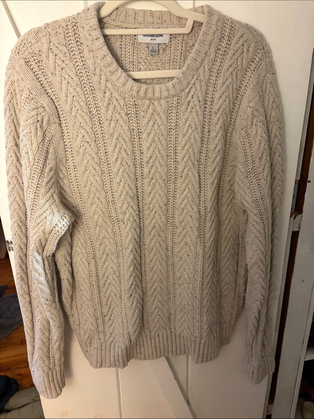 Goodfellow & Co Cream Cable Crewneck Sweater